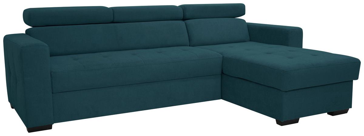 Rohová sedačka MARCO, obojstranná, petrolejový velúr - čierna/petrolejová, Konventionell, kov/drevo (238/78-94/170cm)