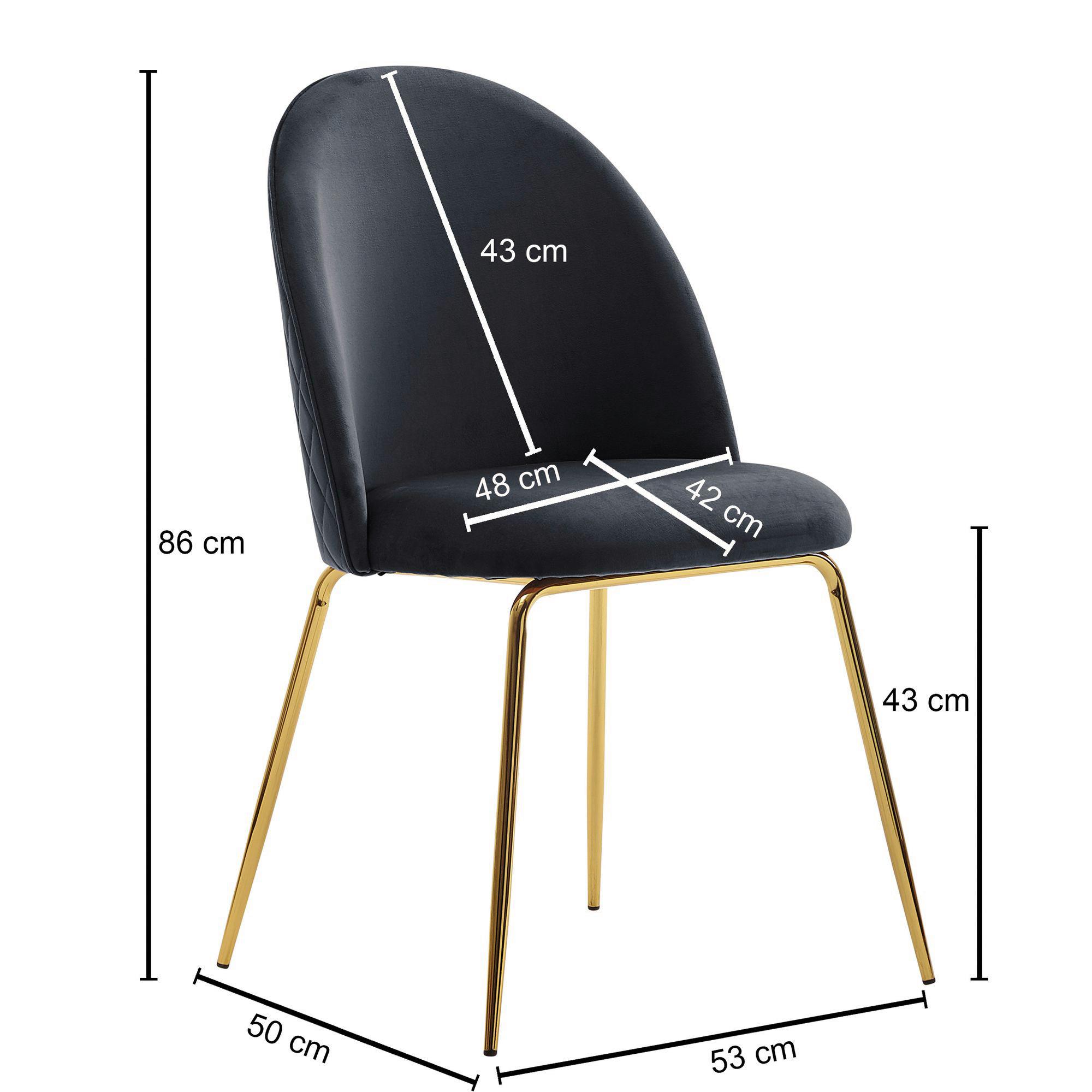 Stuhl Schwarz B: 53 Cm - Goldfarben/Schwarz, Design, Textil/Metall (53/86/50cm) - MID.YOU
