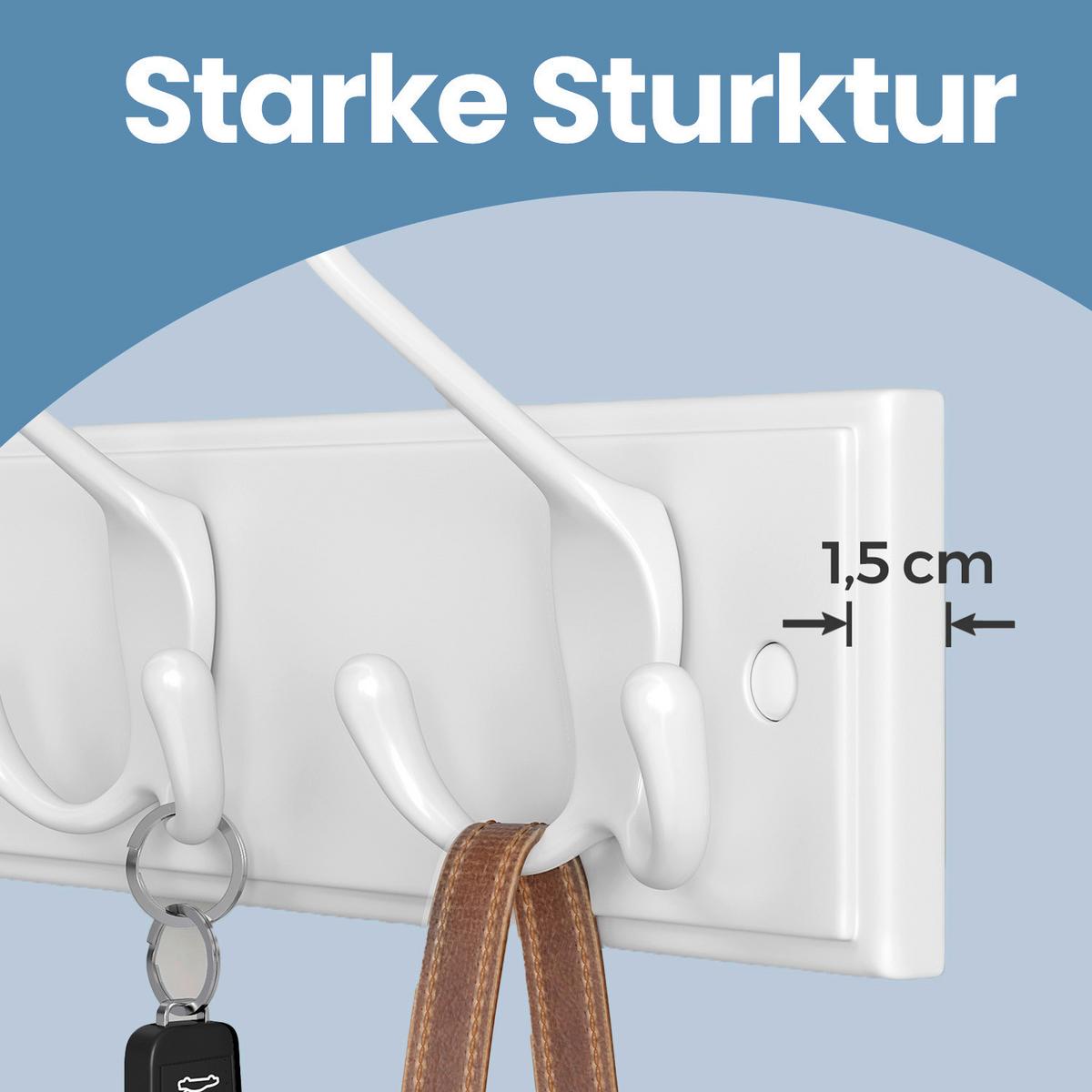 Wandgarderobe Weiß B: 40 Cm - Weiß, Basics, Holzwerkstoff/Metall (40/7cm)