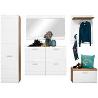 Garderoben-Set Auris Weiß/Eiche Dekor 5--Teilig. - Eichefarben/Weiß, MODERN, Holzwerkstoff (242/204,2/37,1cm) - Luca Bessoni