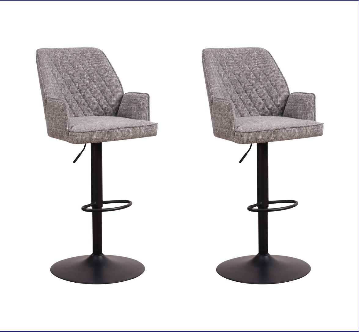 Barhocker-Set Donny Hellgrau B: 54 cm - Hellgrau/Schwarz, MODERN, Textil/Metall (54/100/58cm) - MID.YOU