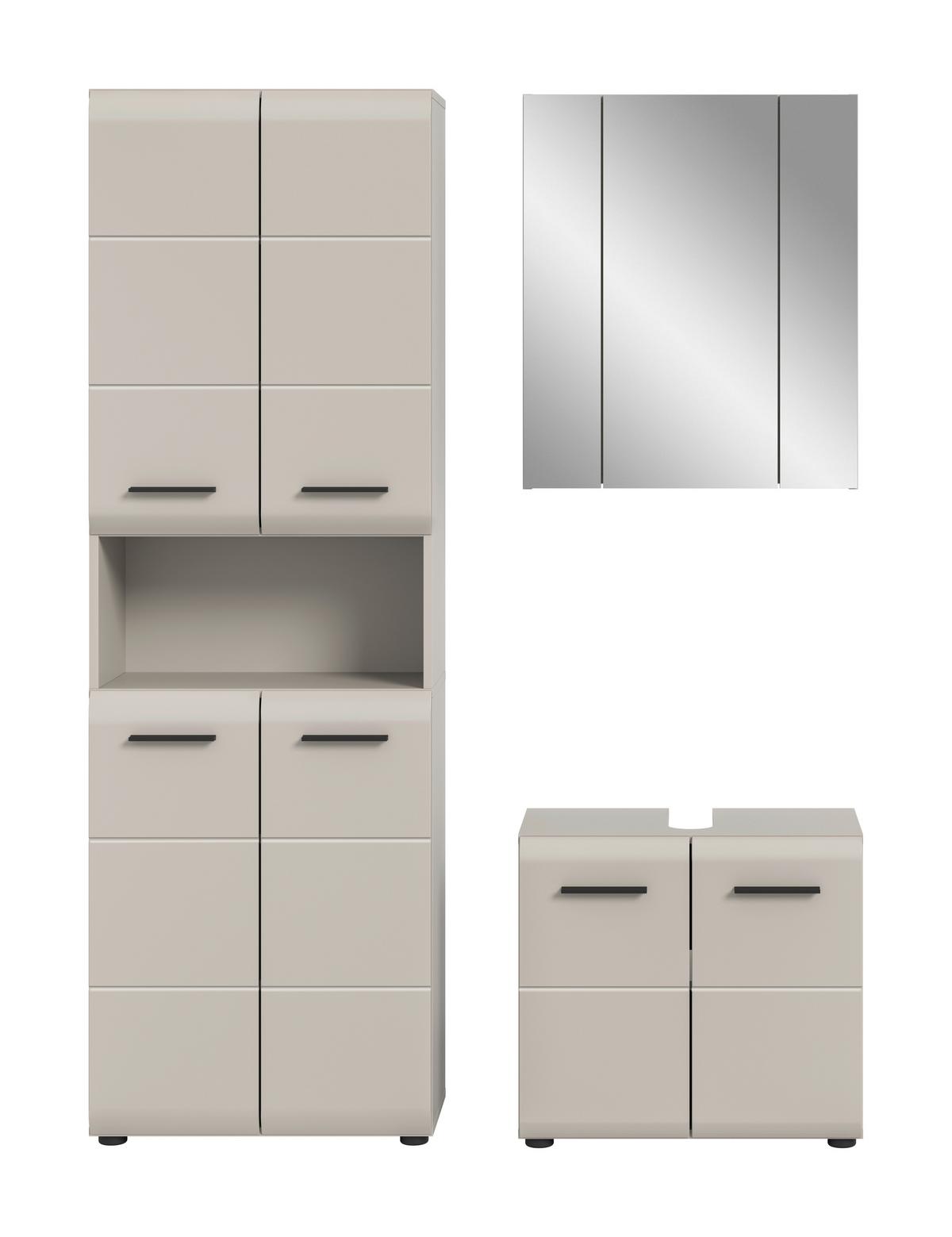 Badezimmer Ice Kaschmir B: 120cm - Kaschmir/Schwarz, Trend, Glas/Holzwerkstoff (120cm) - MID.YOU