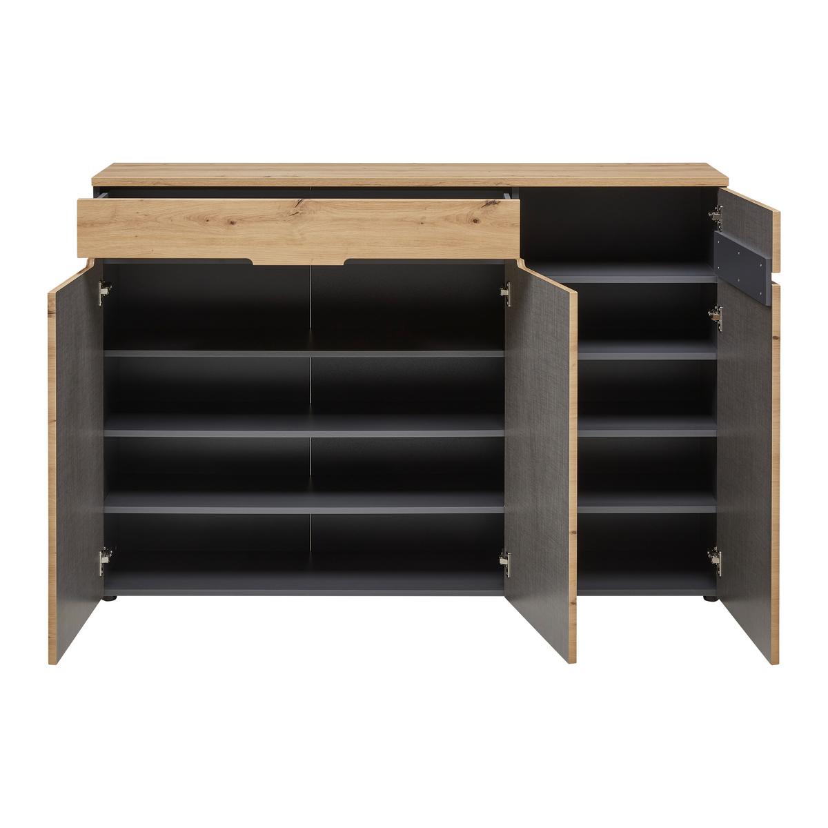 ŠIROKÁ KOMODA MEMPHIS -EXKLUSIV- - černá/barvy grafitu, Moderní, kompozitní dřevo (150/107/38cm) - Mömax