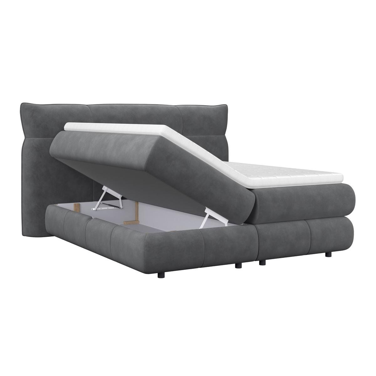 Boxspringbett Carmelo Anthrazit 160x200 cm H4 - Anthrazit/Schwarz, Trend, Textil (160/200cm)