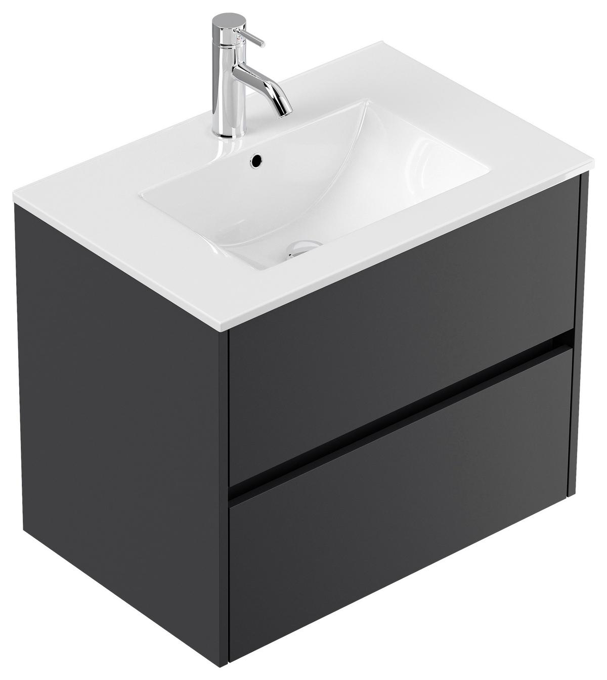 BADEZIMMER Limes, Graphitfarben B: 70 cm - Graphitfarben/Weiß, Basics, Keramik/Holzwerkstoff (70cm) - MID.YOU