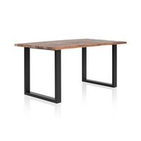 Esstisch Akazie Massiv/schwarz 140x80 - Schwarz/Naturfarben, MODERN, Holz/Metall (140/80/75cm) - Livetastic