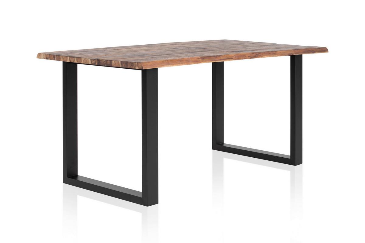Esstisch Akazie Massiv/schwarz 140x80 - Schwarz/Naturfarben, MODERN, Holz/Metall (140/80/75cm) - Livetastic
