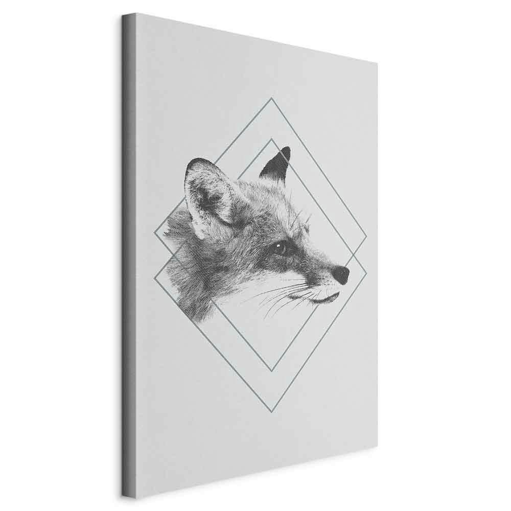Leinwandbild Clever Fox Hellgrau Dunkelgrau B: 40 cm - Dunkelgrau/Hellgrau, Basics, Holzwerkstoff/Textil (40/60/1,2cm) - artgeist
