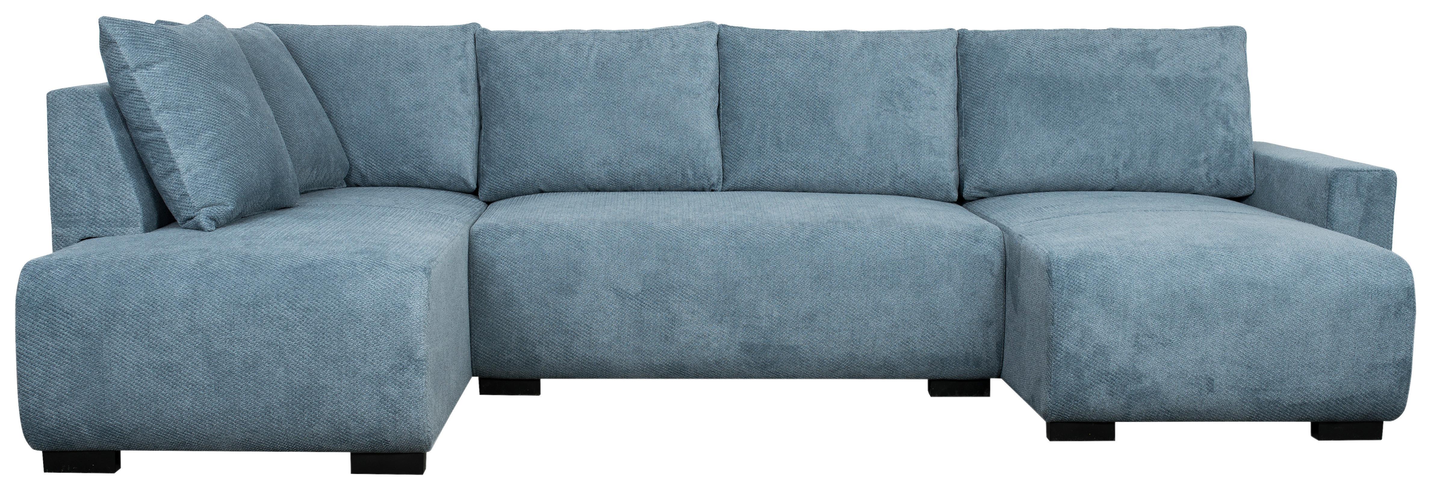 Wohnlandschaft Veronice Blau B: 313 cm - Blau/Schwarz, Trend, Textil (313/92/171cm)