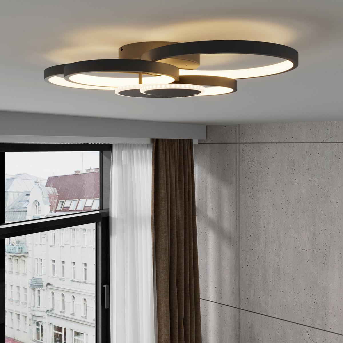 LED-DECKENLEUCHTE CHRISTIN - Schwarz, Basics, Kunststoff/Metall (46/62/10cm) - Luca Bessoni