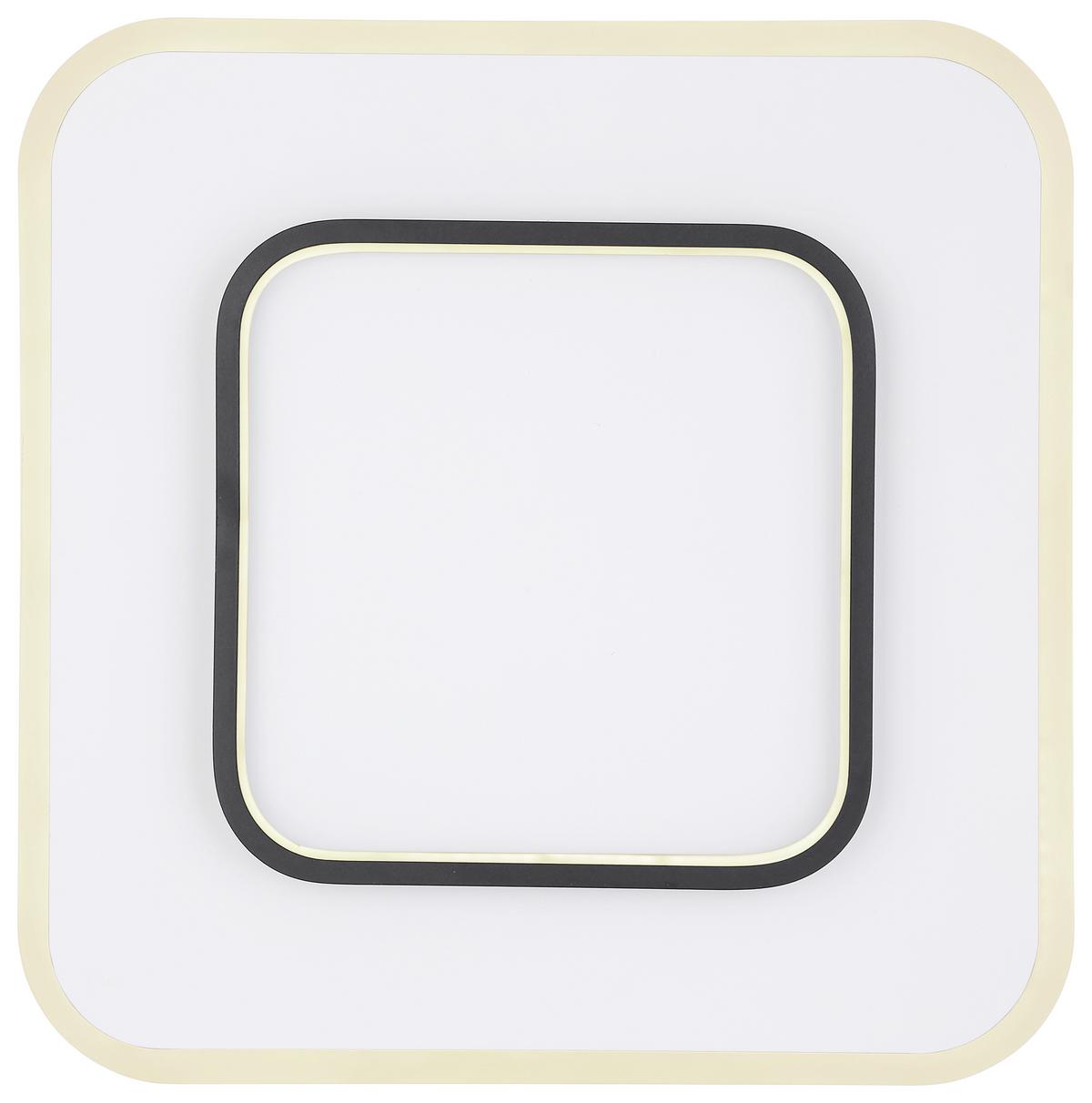 Led-deckenleuchte Lima L: 45,8 Cm Mit Fernbedienung - Opal/Schwarz, Basics, Kunststoff/Metall (45,8/45,8/6cm) - Globo