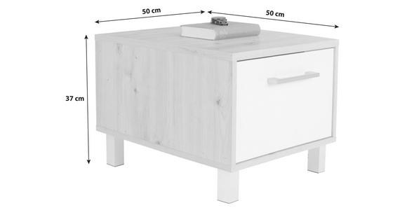 Nachtkästchen Eiche Dekor/Weiß H: 37 cm Box - Eichefarben/Alufarben, MODERN, Holzwerkstoff (50/37/50cm) - Ondega