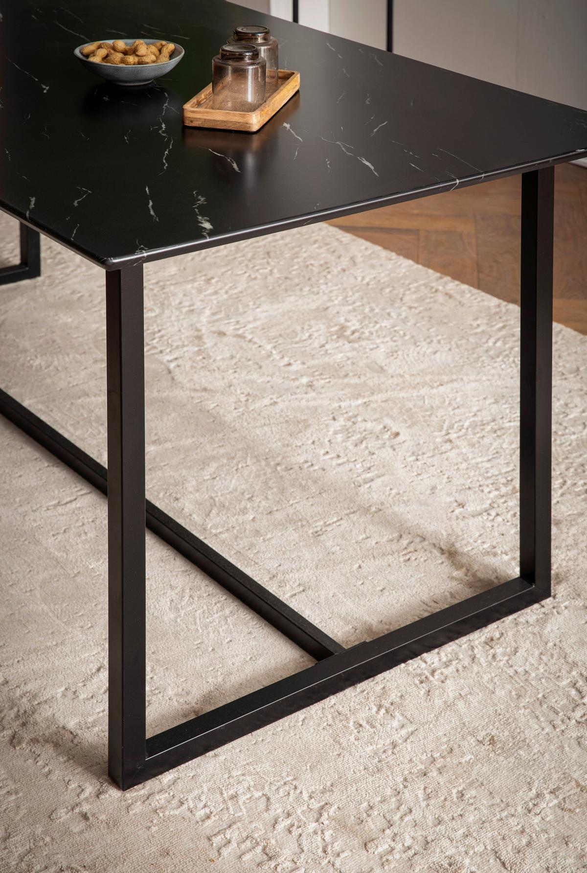 Esstisch Schwarz L: 160 cm - Schwarz, Design, Holzwerkstoff/Metall (160/80/76cm) - MID.YOU