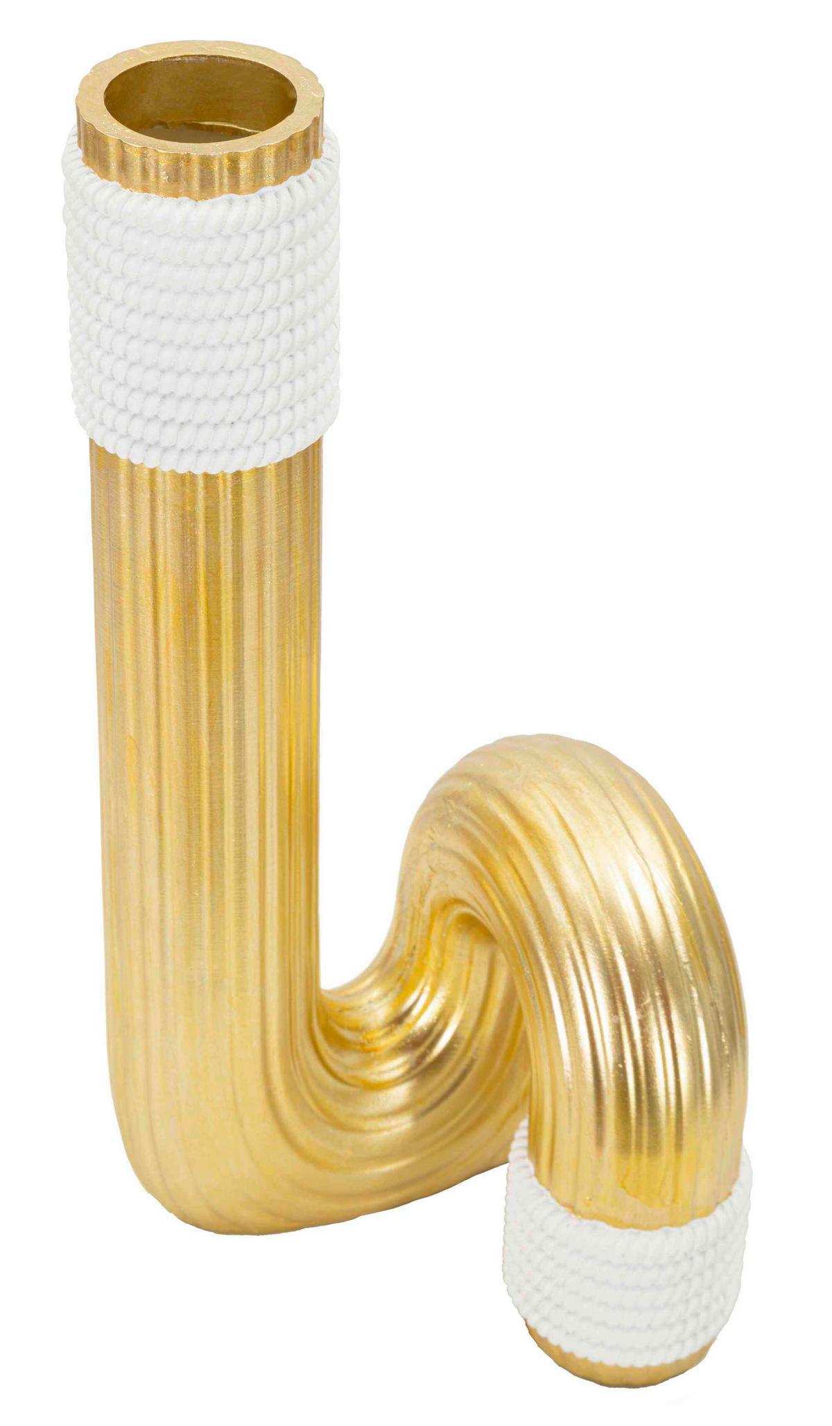 Vase Bann Big Goldfarben, Weiß B: 15,3 cm - Goldfarben/Weiß, Basics, Kunststoff (15.30/30.5/13cm)