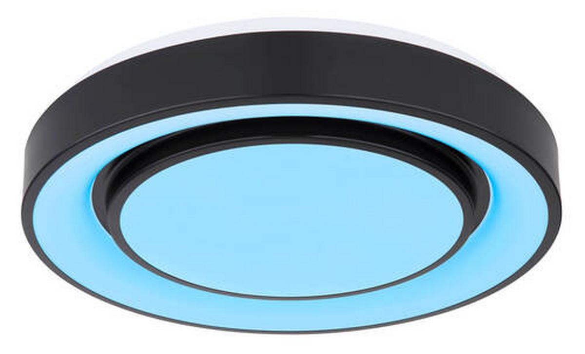 LED-Deckenleuchte Sully Ø 38 cm mit Memory-Funktion - Opal/Schwarz, Design, Kunststoff/Metall (38/7.5cm) - Globo