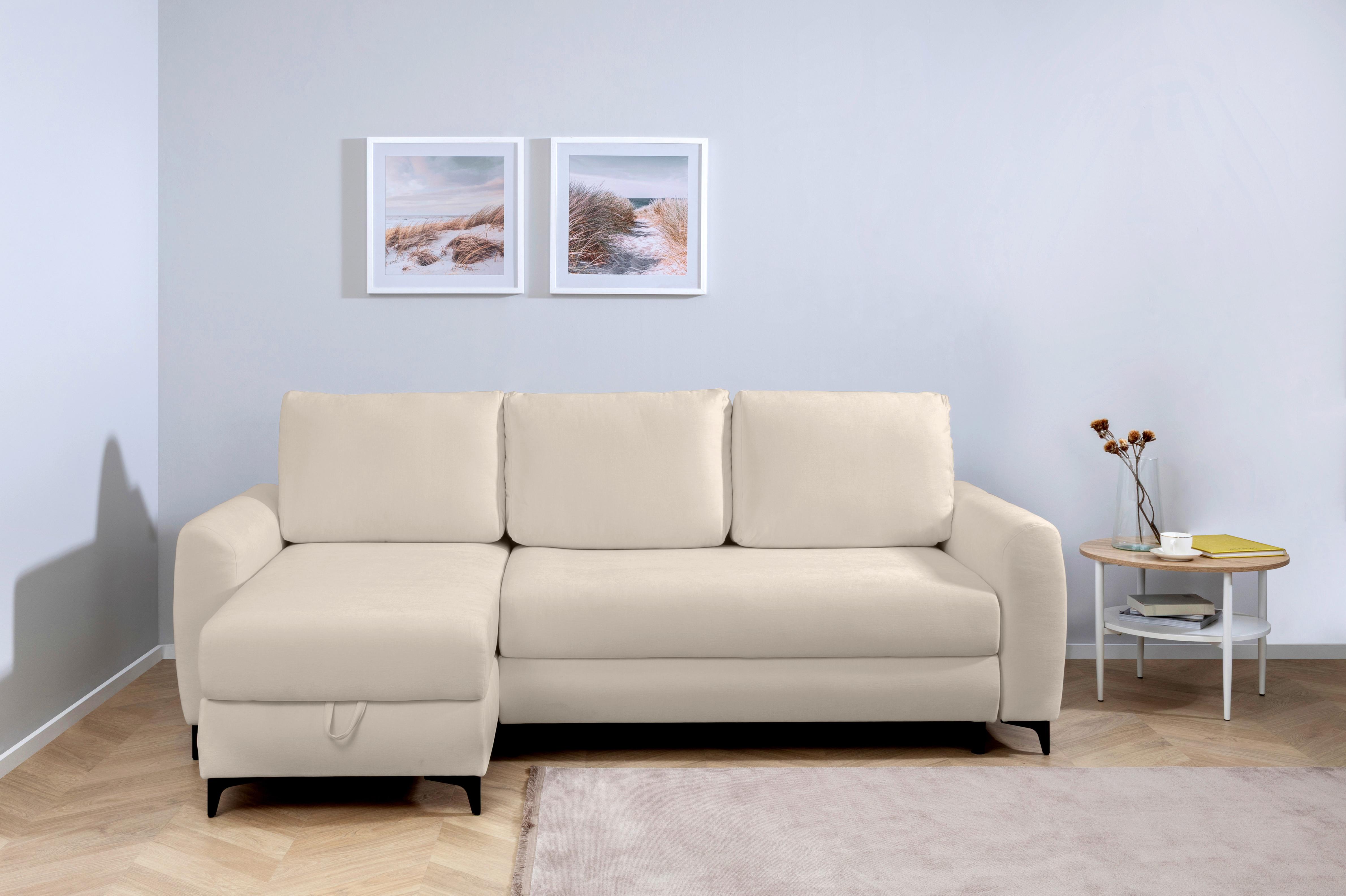 Ecksofa Moli, Taupe S: 236x148 cm - Taupe/Schwarz, Design, Textil (236/148cm) - MID.YOU