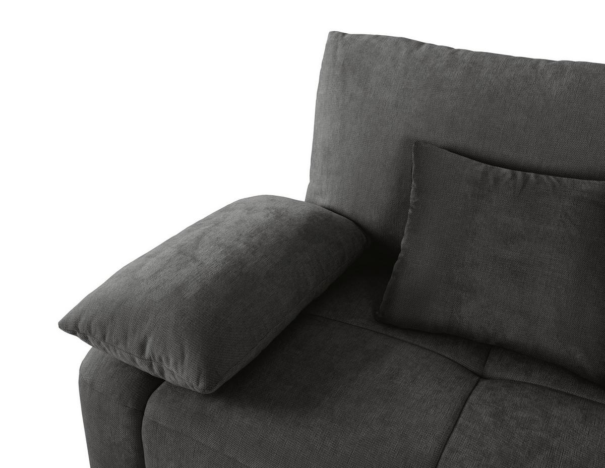 Schlafsofa Hello Lux 3Dl Graphitfarben B: 240cm - Schwarz/Graphitfarben, Design, Textil (240/93/108cm) - MID.YOU