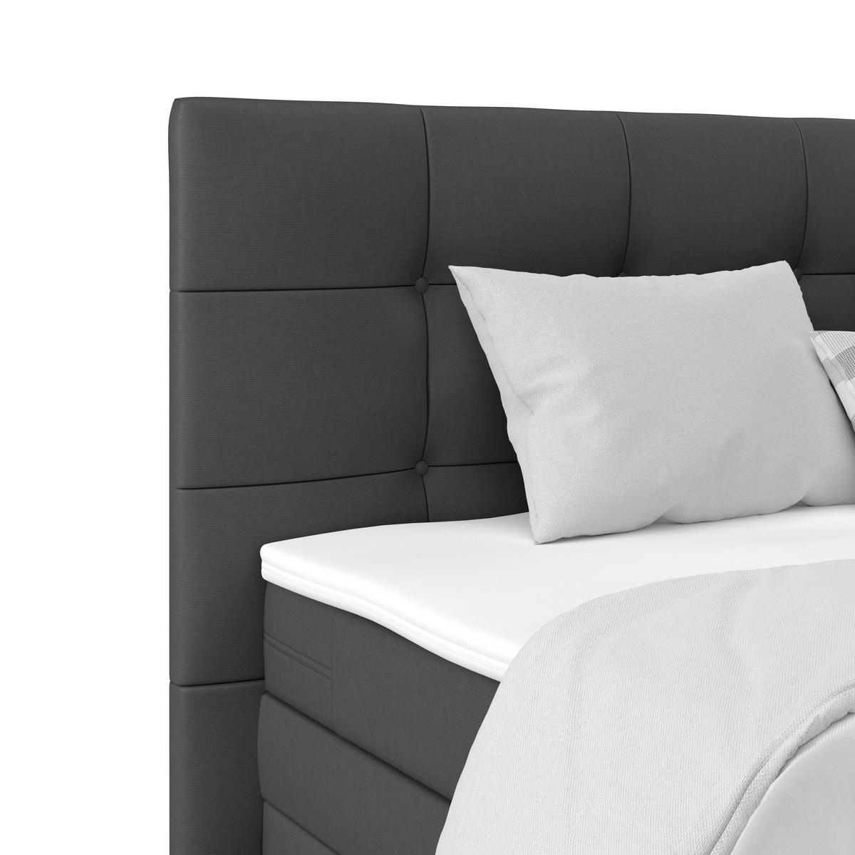 Boxspringbett Josie 160 - Dunkelgrau/Schwarz, MODERN, Holz/Holzwerkstoff (160/200cm)