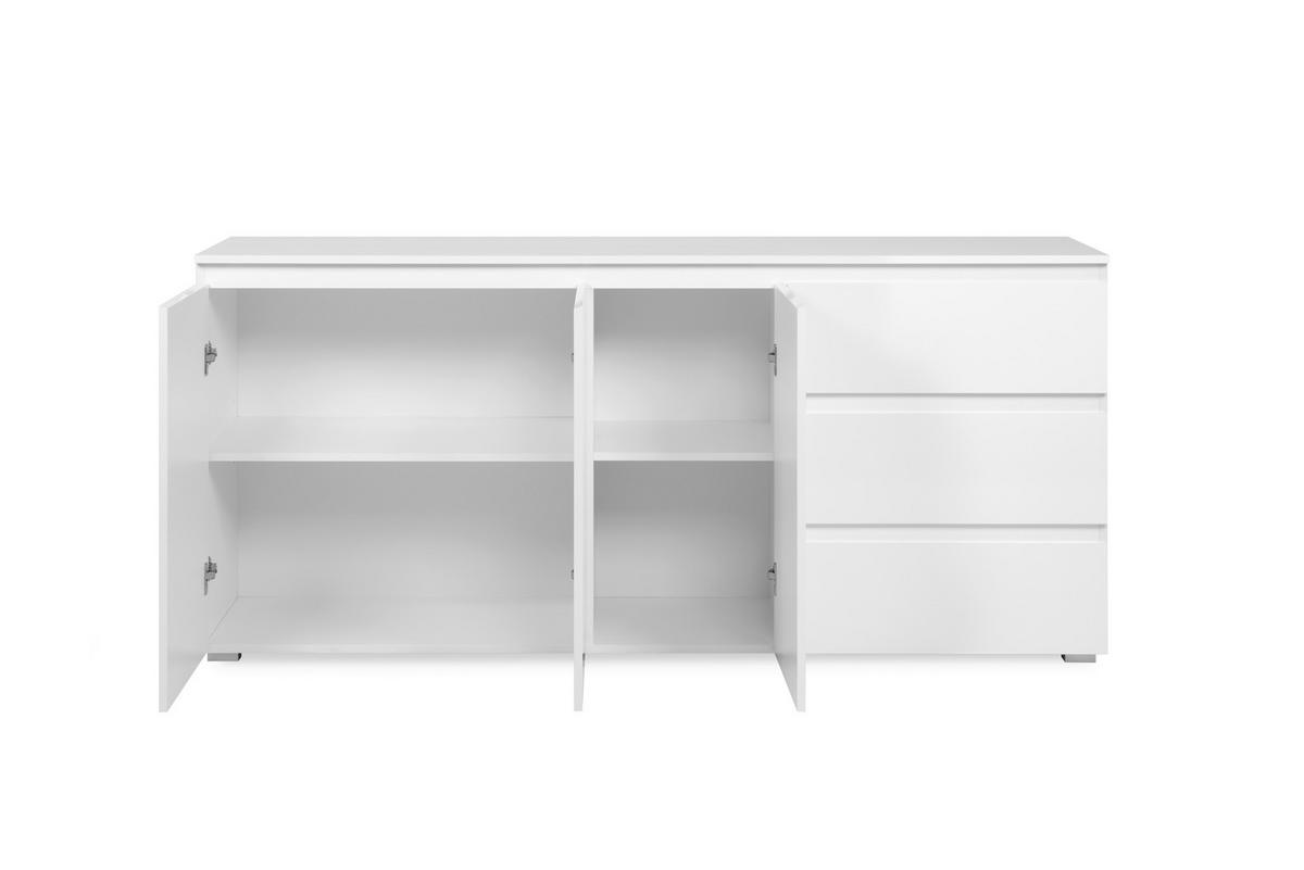 Sideboard Capetown Weiß HG B: 179 cm - Weiß Hochglanz/Silberfarben, Trend, Holzwerkstoff (179/80,5/40cm)