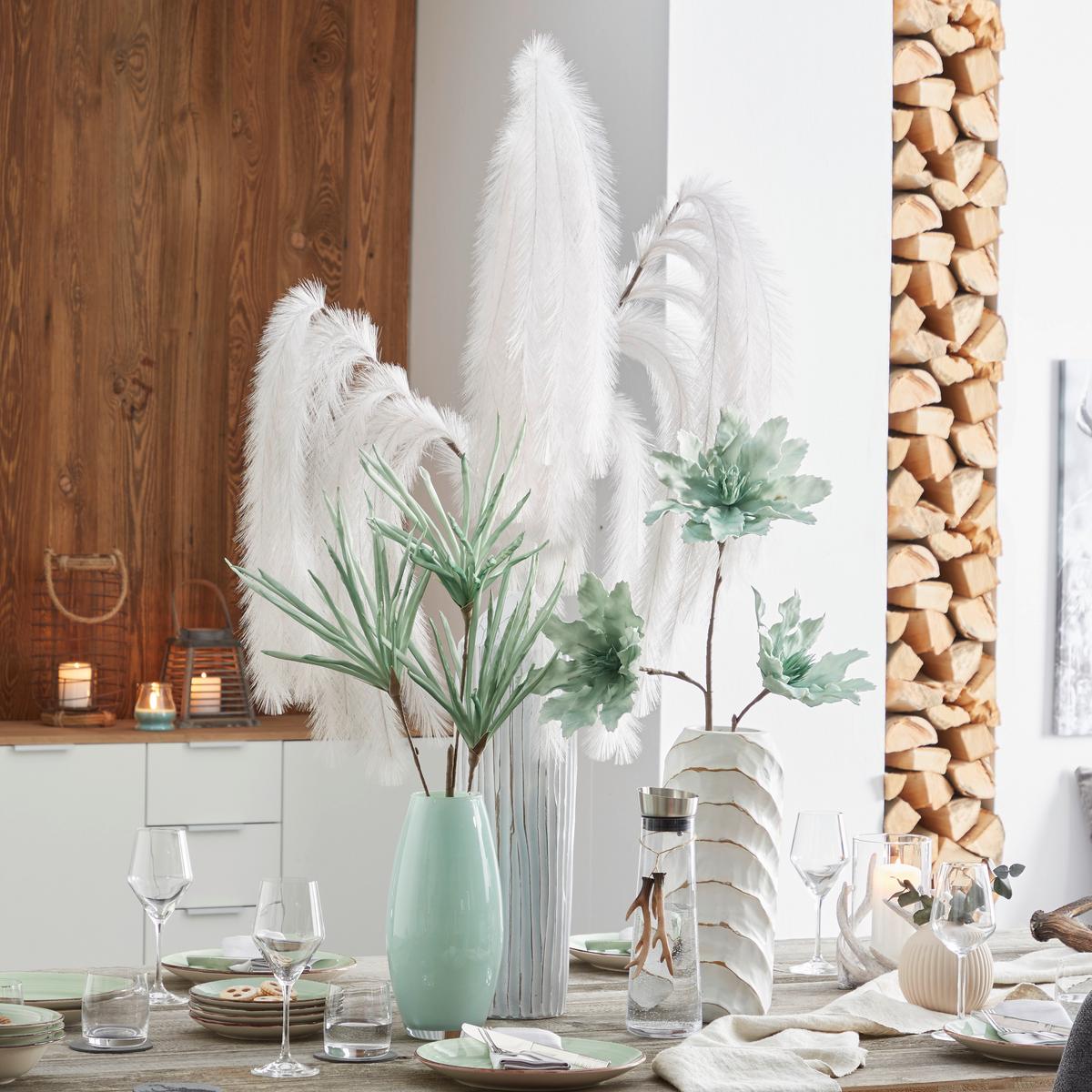 Kunstpflanze Grün L: 108 cm, Hailey - Braun/Grün, LIFESTYLE, Papier/Kunststoff (108cm) - Luca Bessoni