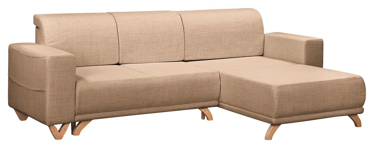 Ecksofa Bella Beige S: 257x174 cm - Wengefarben/Beige, Design, Textil (257/174cm) - Livetastic