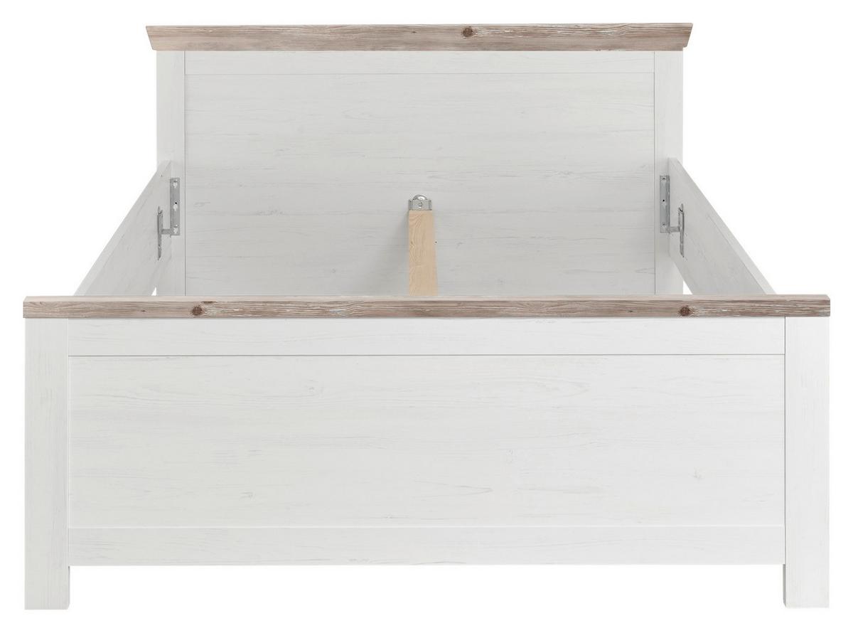 Bett Florenz Pinie Weiß Dekor, 140x200 - Hellbraun/Pinienfarben, Design, Holzwerkstoff (140/200cm) - MID.YOU