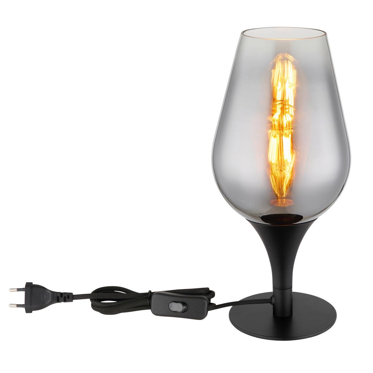 STOLNÁ LAMPA LAVUS, čierna - čierna/chrómová, Modern, kov/sklo (15/31cm) - Globo