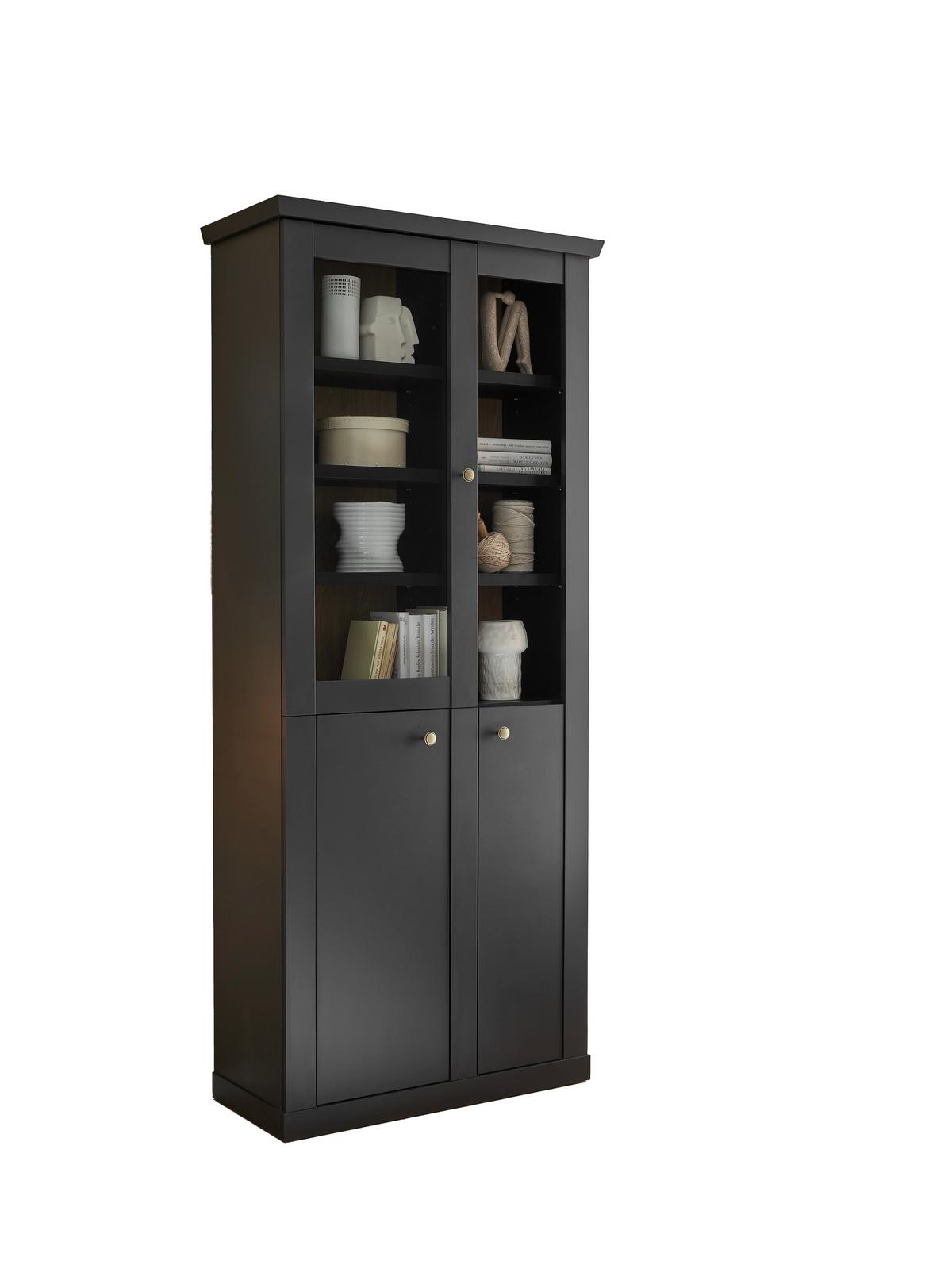 Vitrine Lincoln Schwarz/Eichefarben B: 86cm - Eichefarben/Schwarz, Design, Holzwerkstoff (86/200/39cm) - MID.YOU