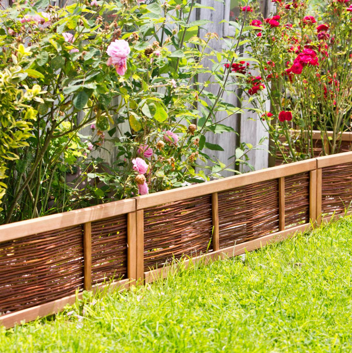 Beeteinfassung Weide Gerahmt - Naturfarben, Basics, Holz (100/25/36cm)