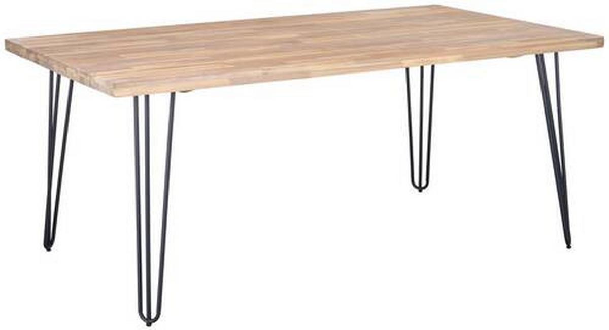 Gartentisch Bergen Aus Akazienholz L: 180 cm - Schwarz/Akaziefarben, MODERN, Holz/Metall (180/75/100cm) - Beldano