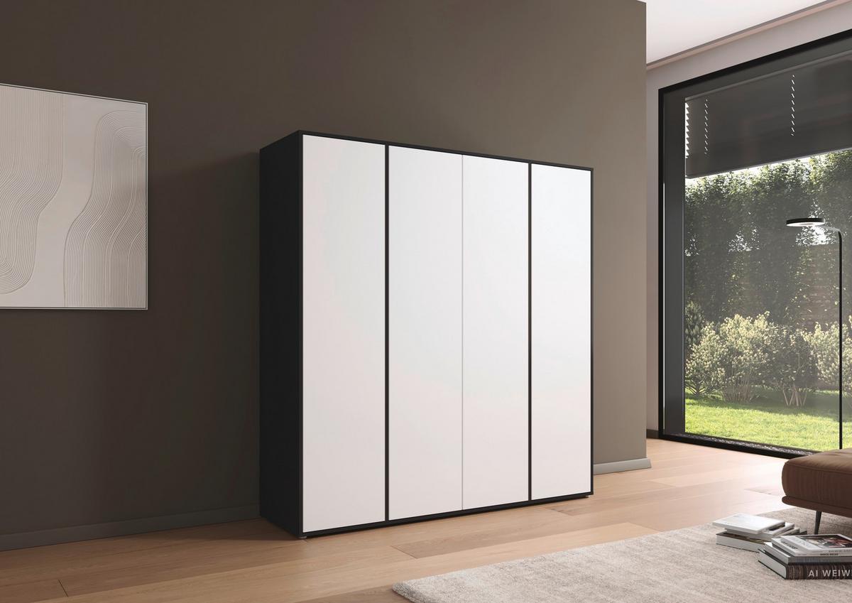 Drehtürenschrank Nabila Grau Weiß B: 187 cm - Weiß/Grau, MODERN, Holzwerkstoff (187/194/53cm) - Rauch Möbel