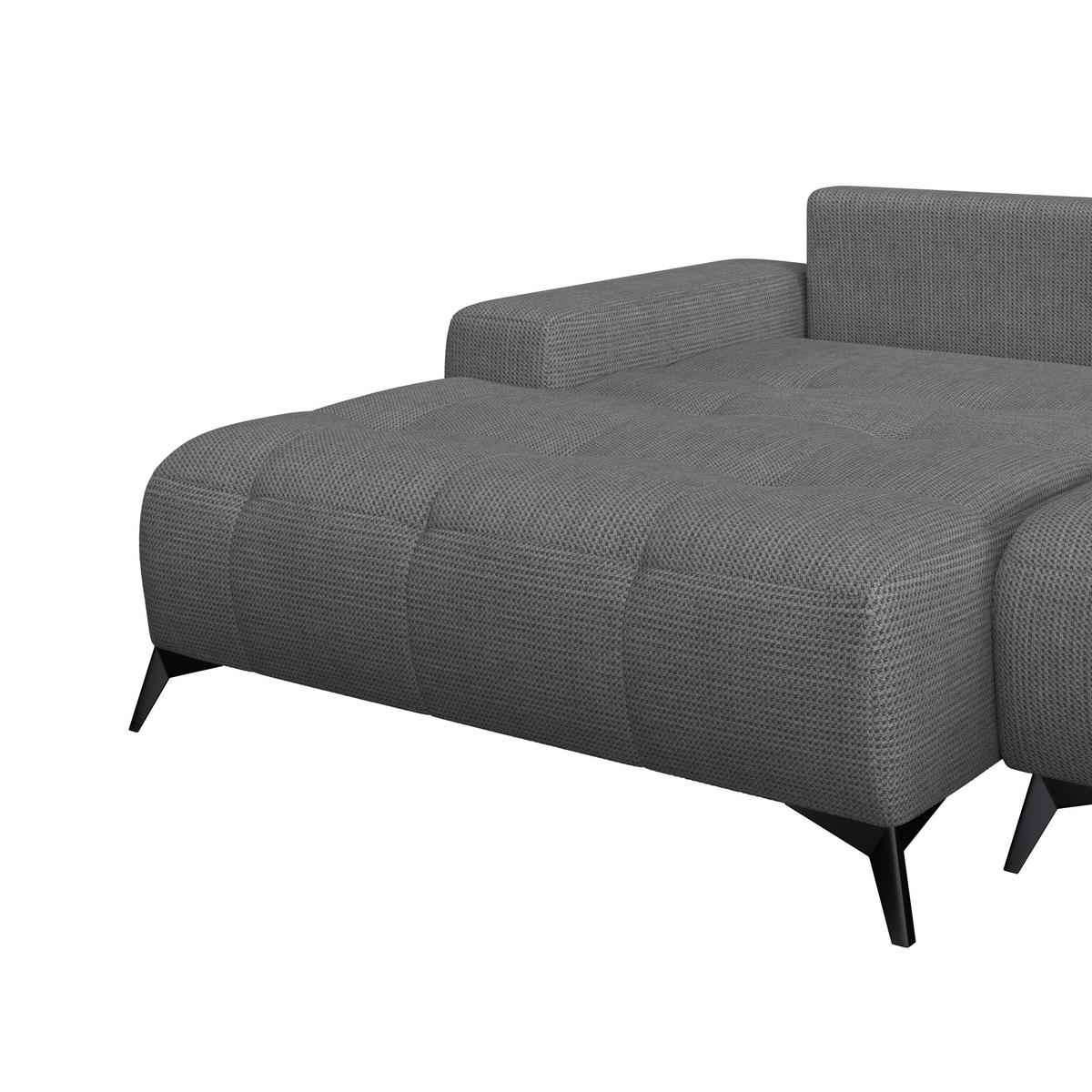 Ecksofa Mauro Anthrazit, mit Schlaffunktion - Anthrazit/Schwarz, Trend, Textil (175/290cm) - Luca Bessoni