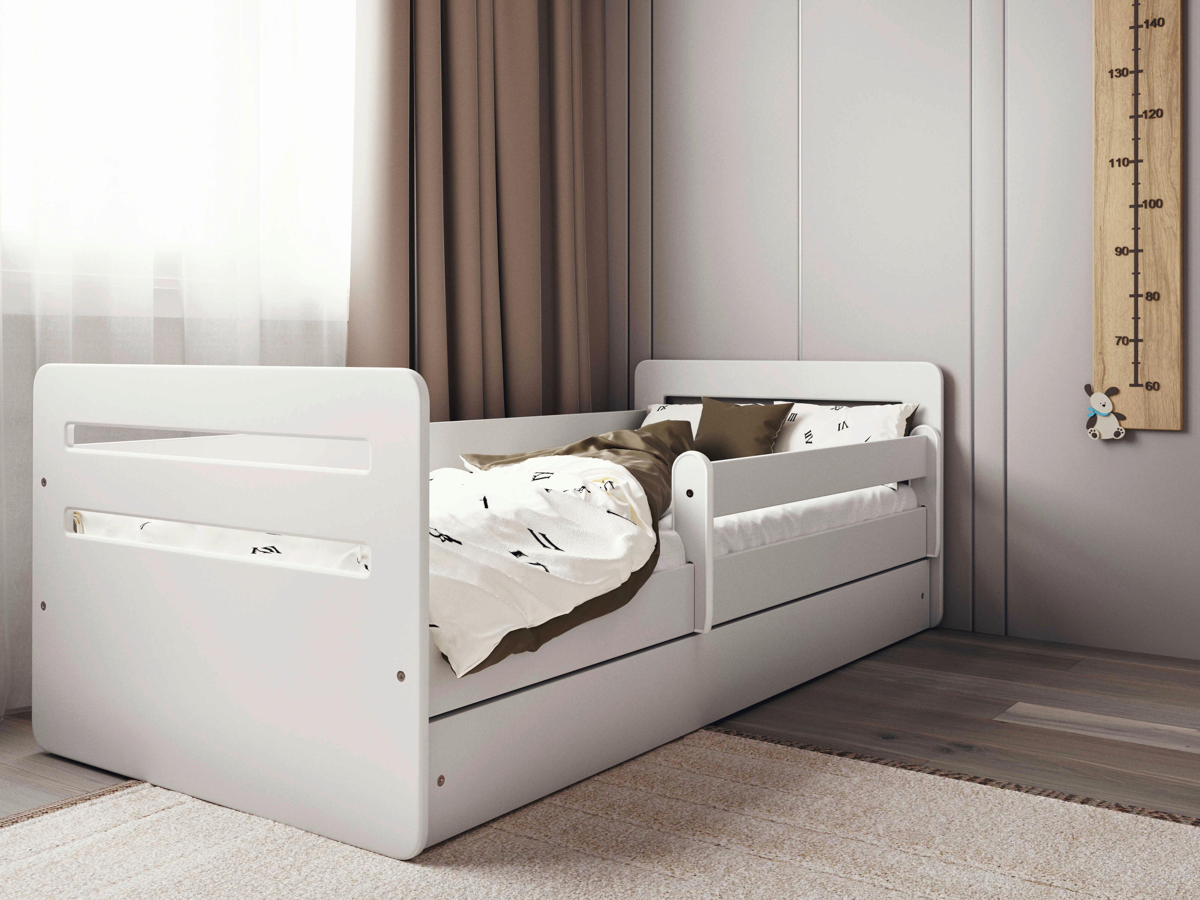 Kinder-/Juniorbett Tomi Weiß B: 80cm - Birkefarben/Weiß, MODERN, Holz/Holzwerkstoff (80/160cm) - MID.YOU