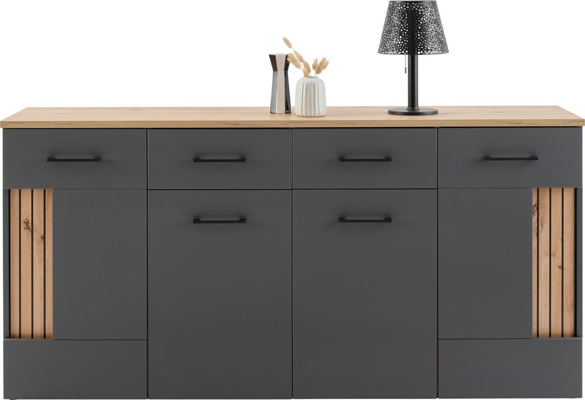 Sideboard B: 170cm Amare Artisan Eiche/Anthrazit - Schwarz, MODERN, Holzwerkstoff (170/87/40cm)