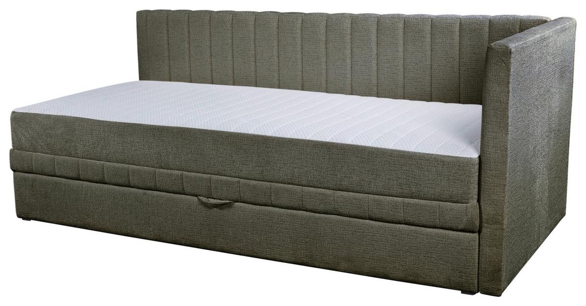 Schlafsofa Roma Chenille Grün, B: 212cm - Schwarz/Grün, Design, Textil (212/83/99cm) - MID.YOU