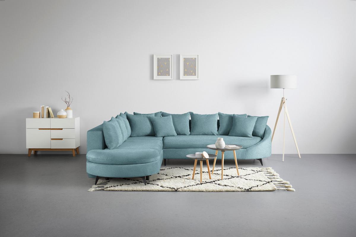 Rohová sedačka AXEL, levá, modrá žinylka - modrá/černá, Moderní, kov/textil (250/291cm) - Mömax