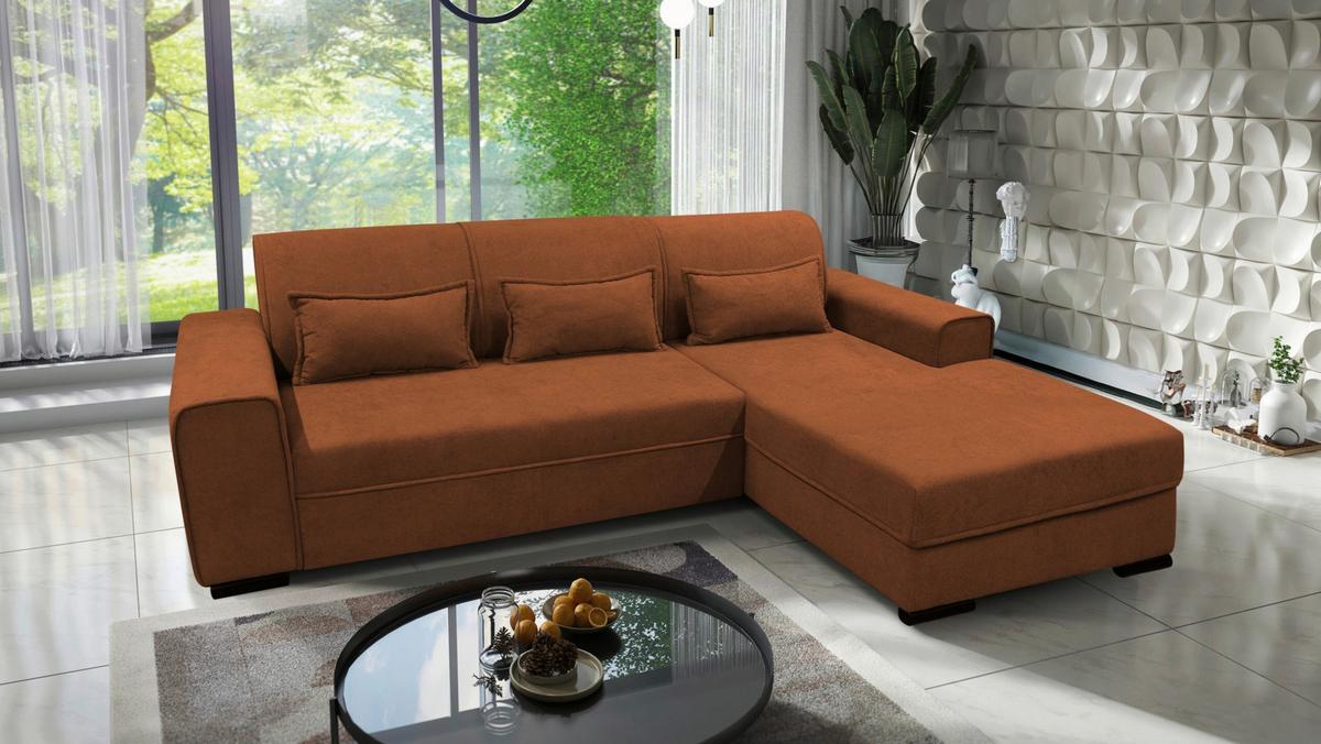 Ecksofa Classic Rostfarben 270x175 Cm - Rostfarben/Schwarz, Design, Textil (270/175cm) - MID.YOU