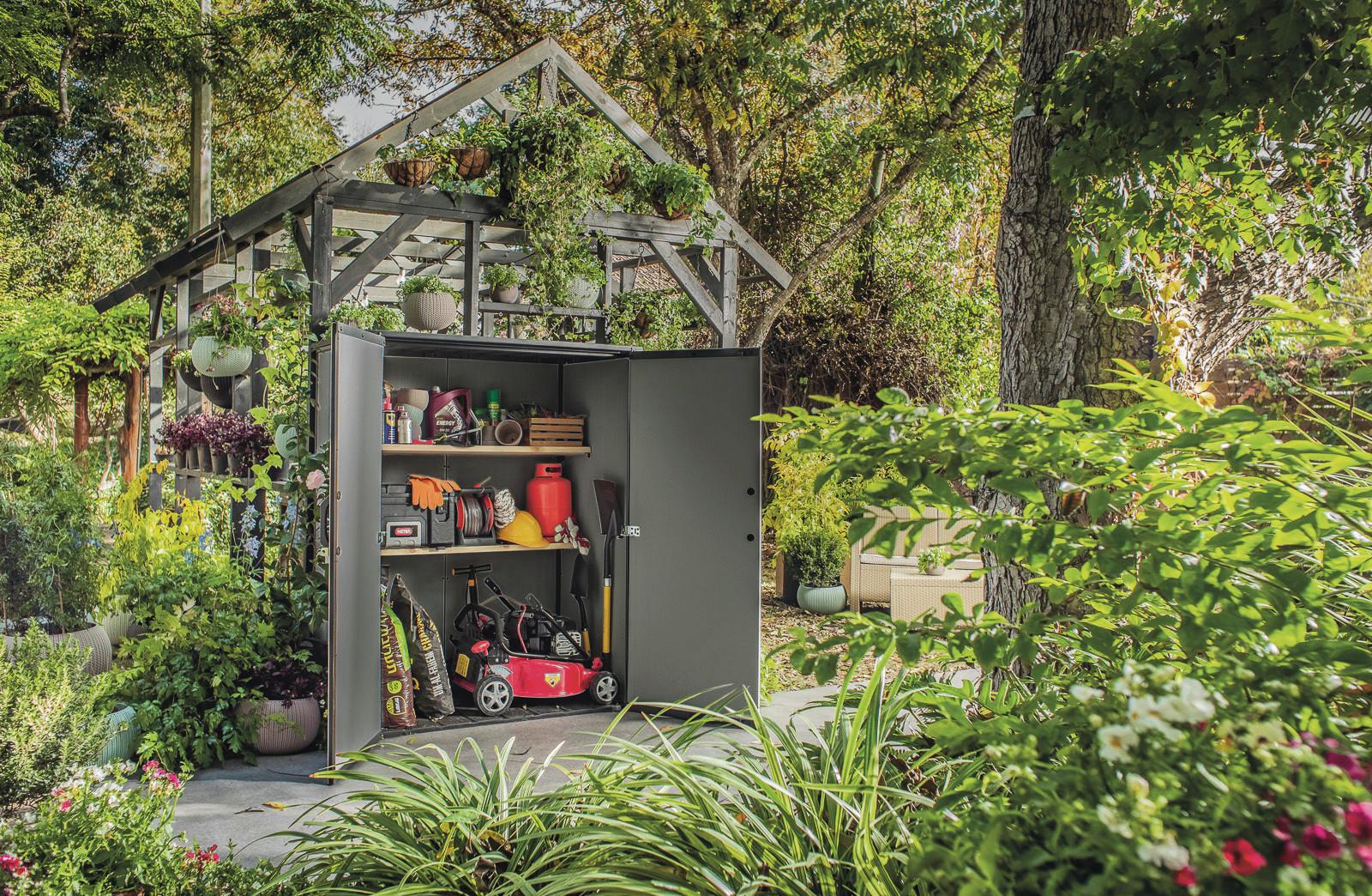 ZÁHRADNÝ DOMČEK PREMIER - sivá, plast (140/73.6/170.4cm)