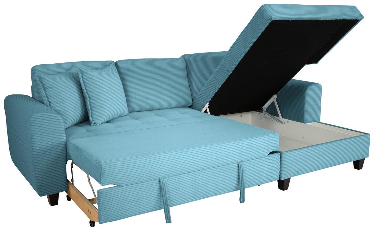 Ecksofa Moritz Hellblau S: ca. 265x155 cm - Hellblau, Trend, Textil (265/155cm)