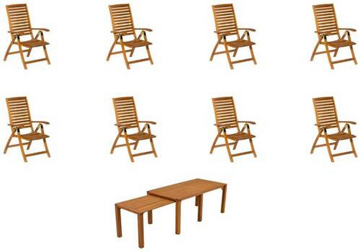 Gartenmöbel Set 9-Tlg Paraiba Aus Akazienholz - Naturfarben, MODERN, Holz - Gardenson