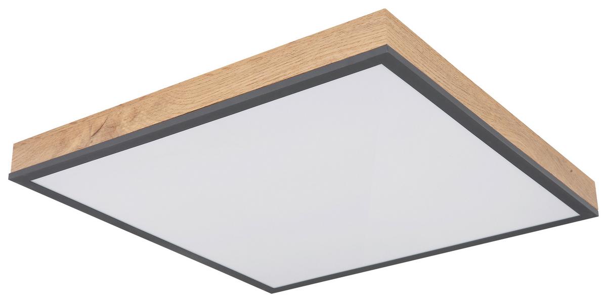 Led-deckenleuchte Doro L: 45 Cm - Opal/Graphitfarben, Basics, Kunststoff/Metall (45/45/6,5cm) - Globo