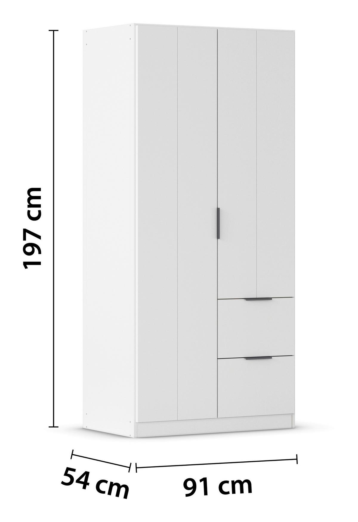 DREHTÜRENSCHRANK Ella Weiß B: 91cm - Weiß, MODERN, Holzwerkstoff (91/197/54cm) - Rauch Möbel