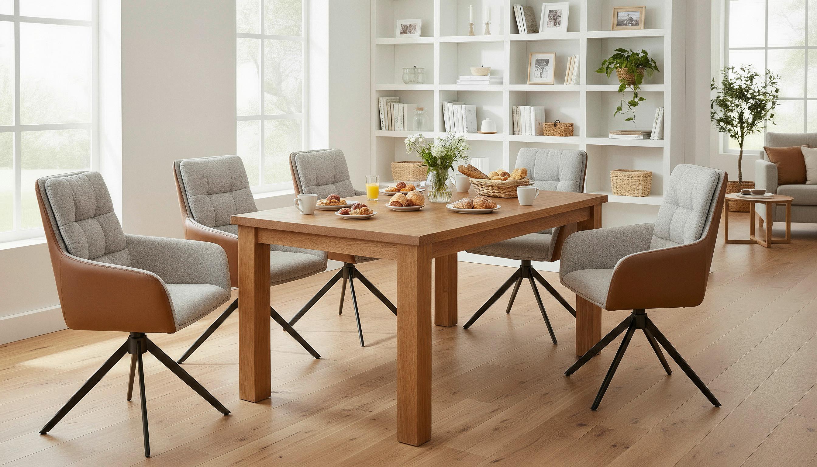 Armlehnstuhl Elvi Leinenopitk Beige B: 58 cm - Beige/Schwarz, KONVENTIONELL, Textil/Metall (58/87/63cm)