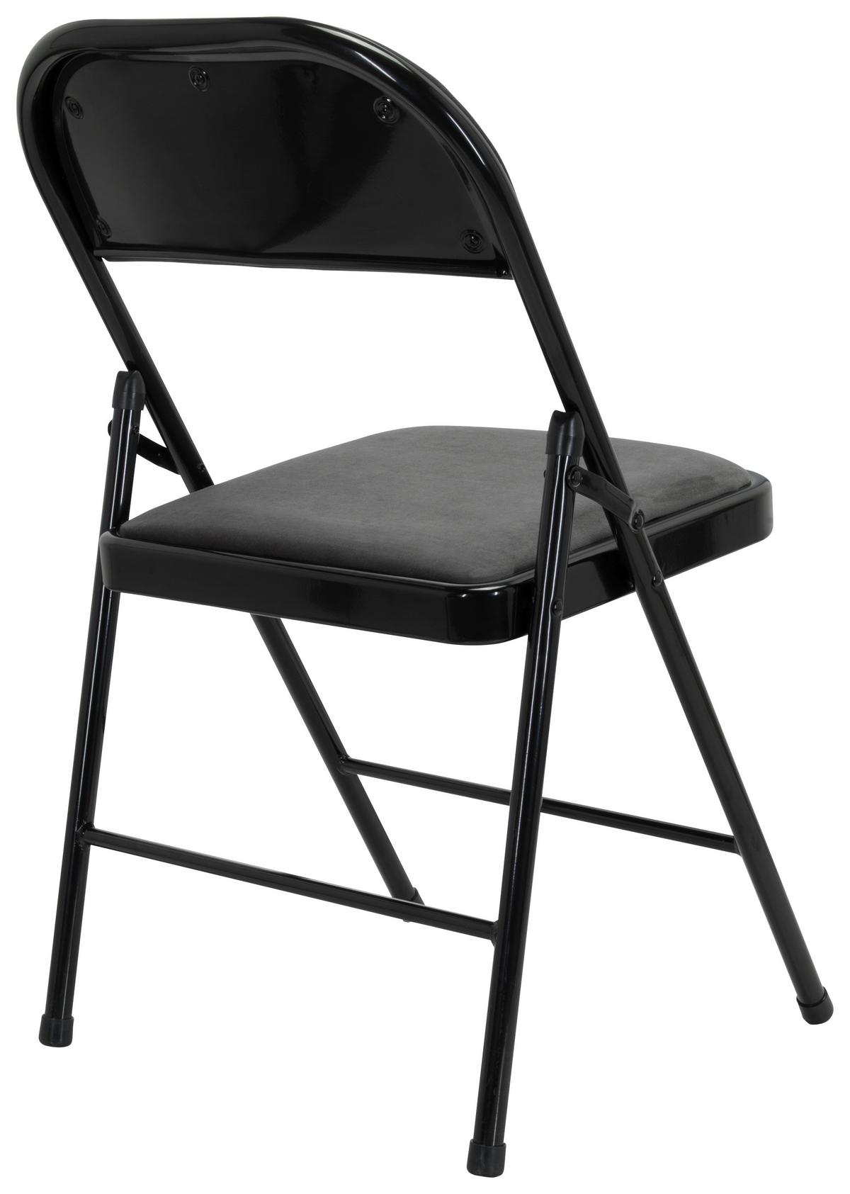 Klappstuhl Tudela I Samt Schwarz/dunkelgrau - Dunkelgrau/Schwarz, Basics, Textil/Metall (44/80/49cm) - MID.YOU