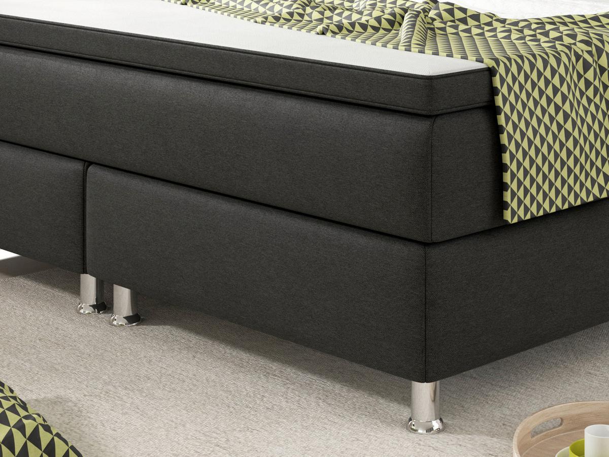 Boxspringbett Mit Topper 180x200 Köln - Silberfarben/Schwarz, KONVENTIONELL, Textil (180/115/210cm) - MID.YOU