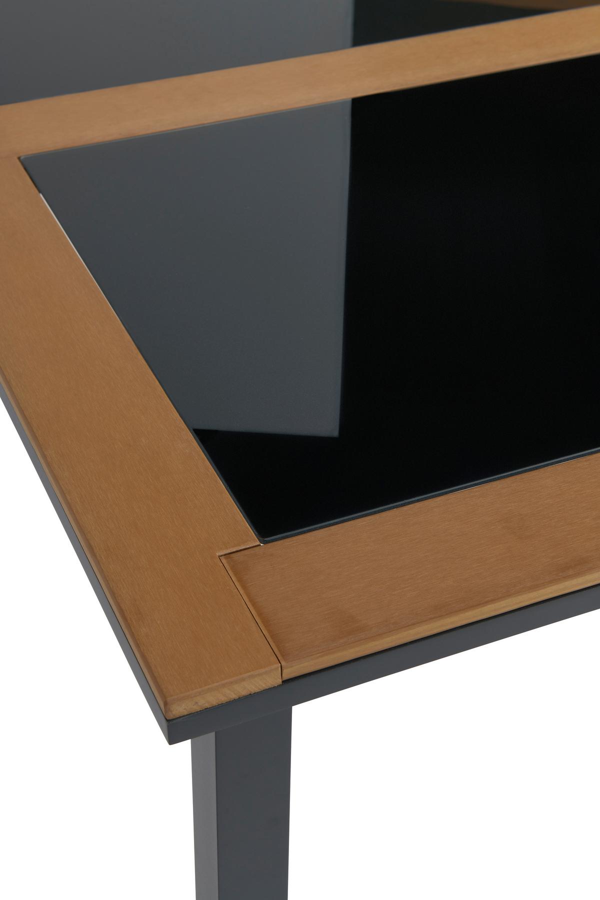 Gartentisch Bernd Alugestell/Glas L: 140 cm - Schwarz/Naturfarben, MODERN, Glas/Kunststoff (140/74/90cm) - Beldano