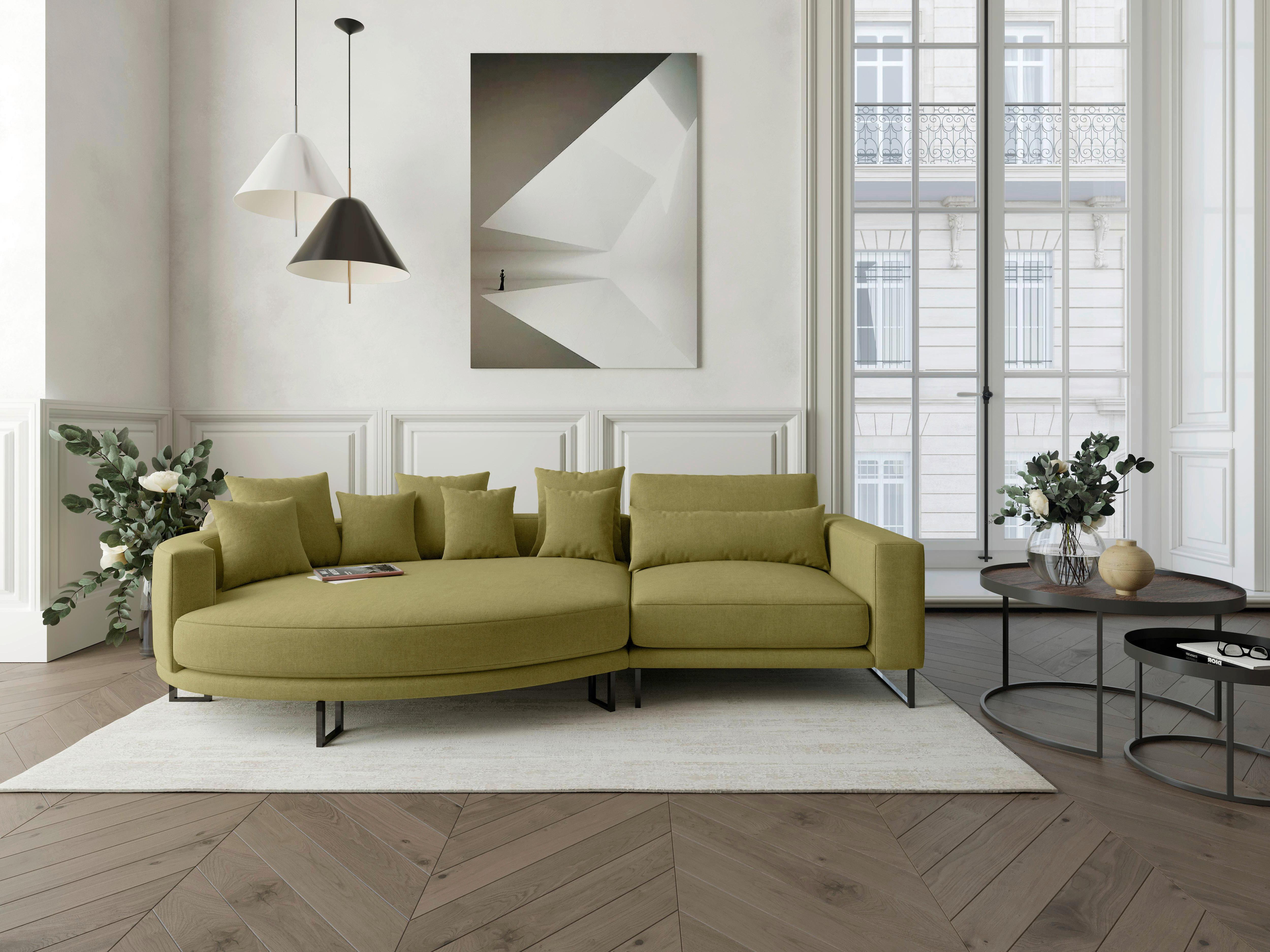 Bigsofa Natalia Olivgrün S: 150x283 Cm - Schwarz/Olivgrün, Design, Textil (150/283cm) - Livetastic