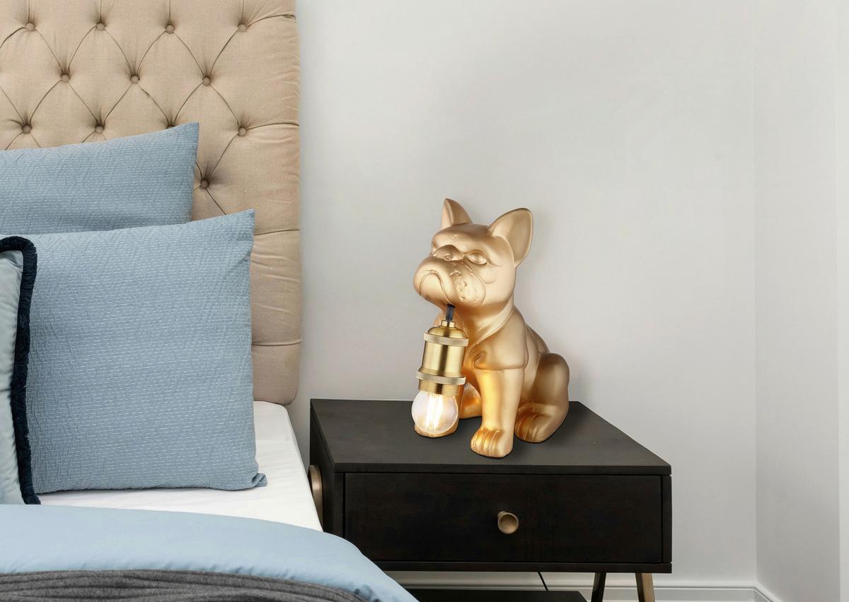 Tischleuchte Carlos - Goldfarben/Kupferfarben, Basics, Keramik/Metall (19,5/12,5/24cm)