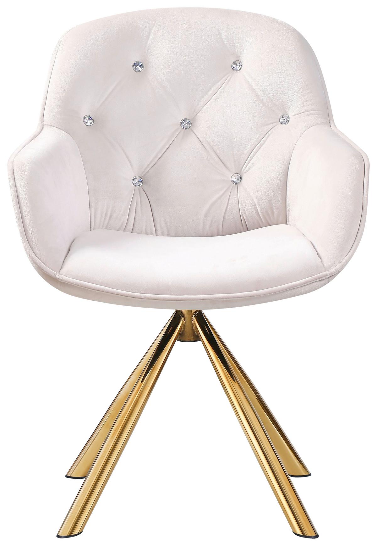 Armlehnstuhl Marilyn Beige Sitzfl. 360° Drehbar, B: 62 Cm - Beige/Goldfarben, KONVENTIONELL, Textil/Metall (62/85/61cm)