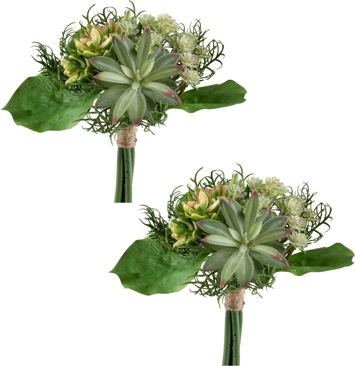 Kunstpflanze Sukkulenten Grün/Rosa, 24 cm - Rosa/Grün, Design, Kunststoff (24cm) - P & B